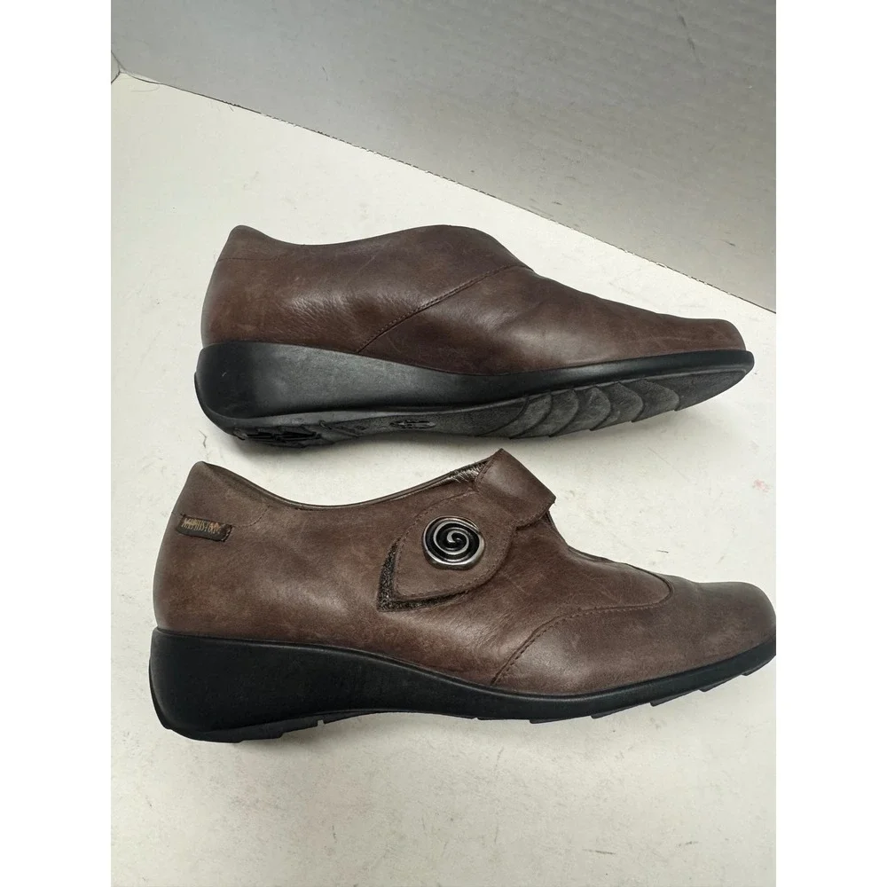 Mephisto Air-Jet Brown Leather Wedge Loafers Shoes Womens 5.5 22750 305 228